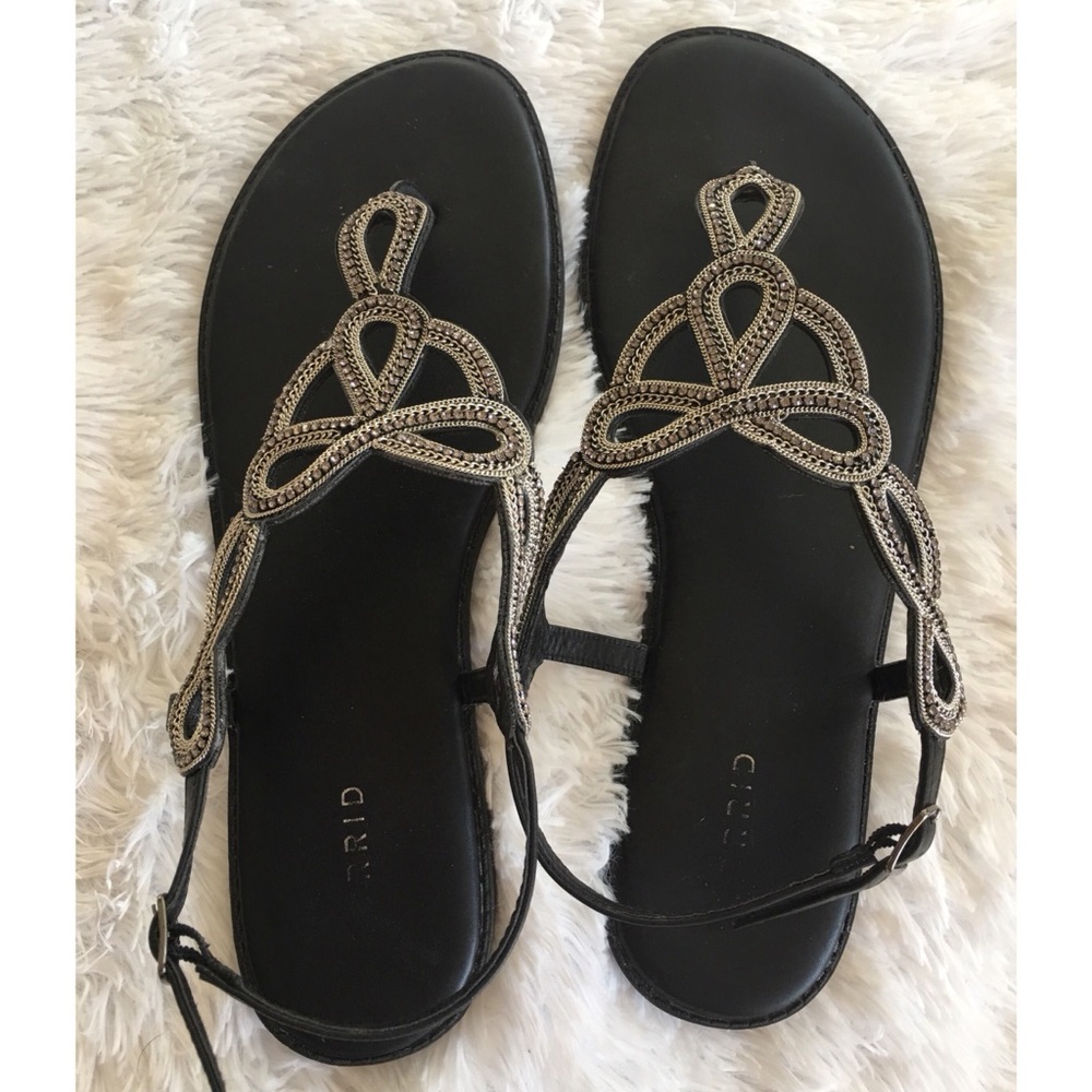 Torrid | Black Chain Link Rhinestone Sandals- 12